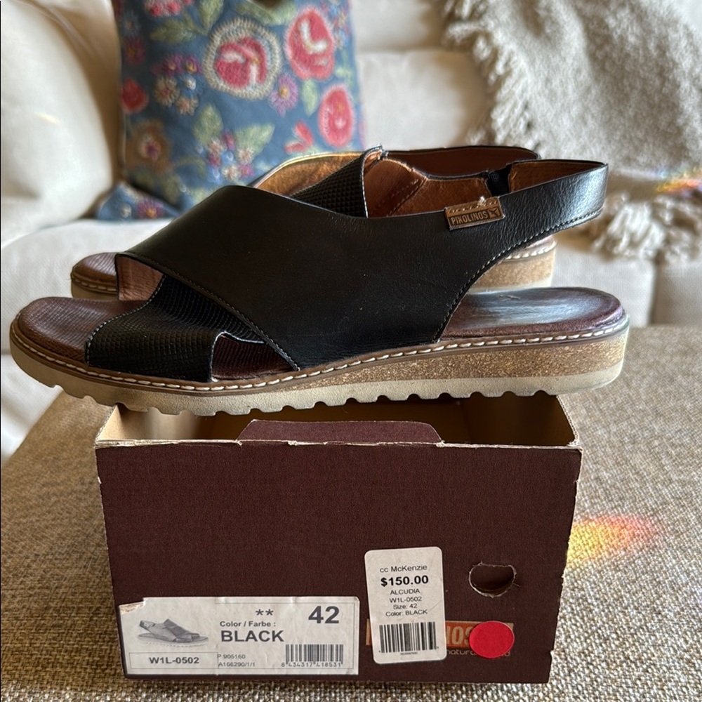 PIKOLINOS Black Leather Sandals